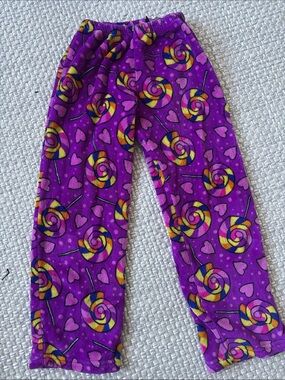 Purple Lollipop Print Kids Pajama Bottoms
